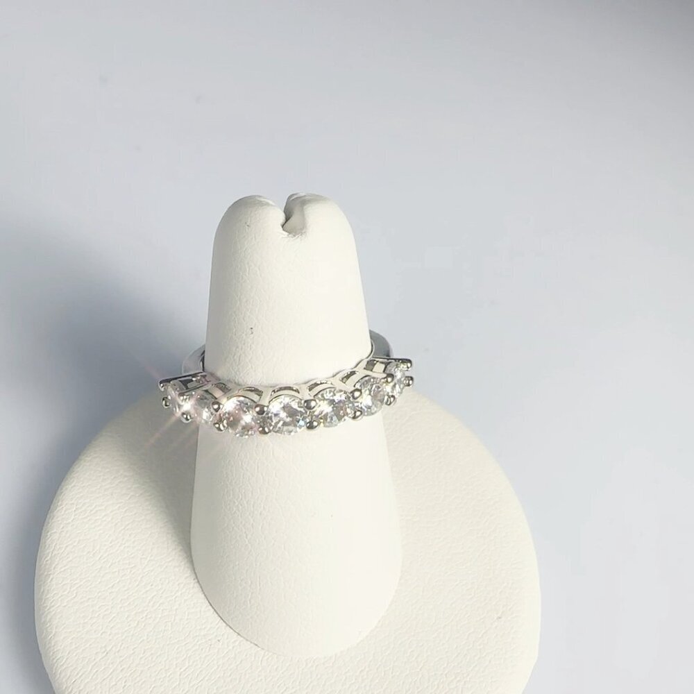 Cubic Zirconia Silver Tone Band Ring Size 7 - Picture 8 of 14
